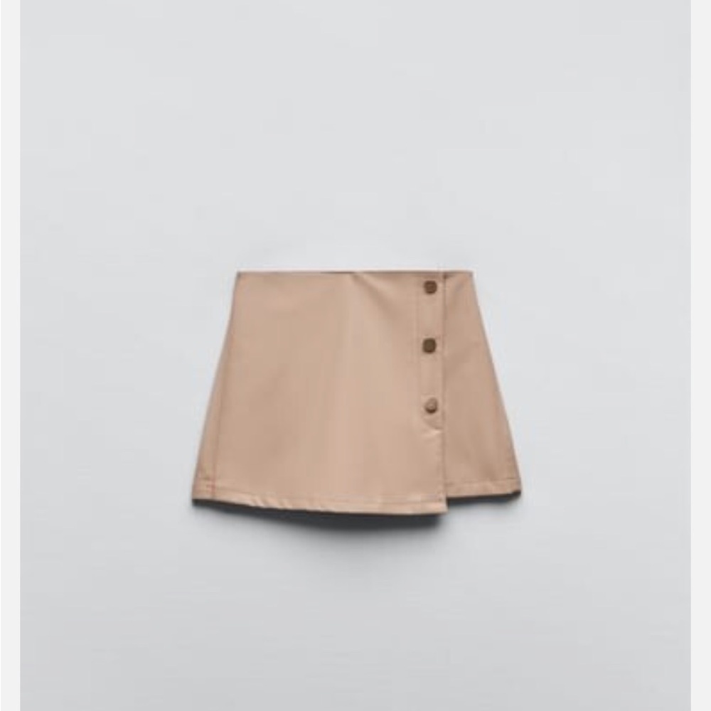 Zara Beige Faux Leather Skort - Picture 6 of 8
